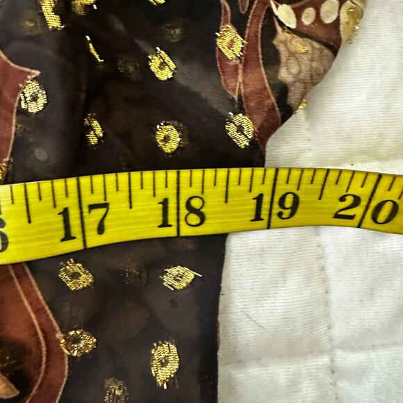 HALE BOB Womens Tunic Brown Chiffon Beaded Metallic Bohemian Artsy Festival | S - Picture 8 of 11